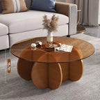 Glass Top Wooden Coffee Table