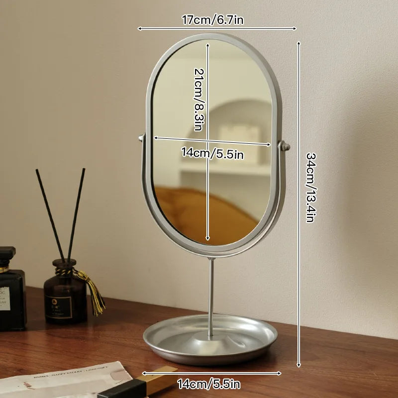 Light-Luxury Oval Wrought-Iron Vanity Mirror