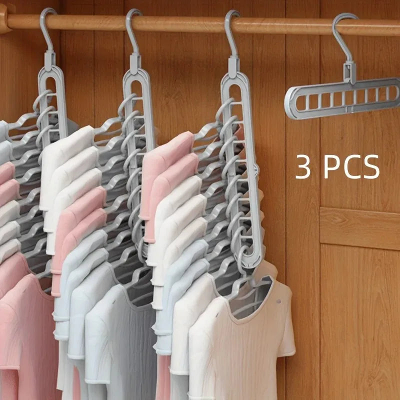 Space-Saving 9-Hole Clothes Hangers