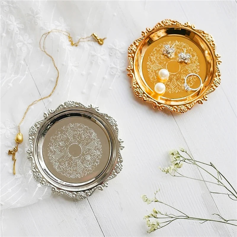 Glossy Metal Decorative Round Tray