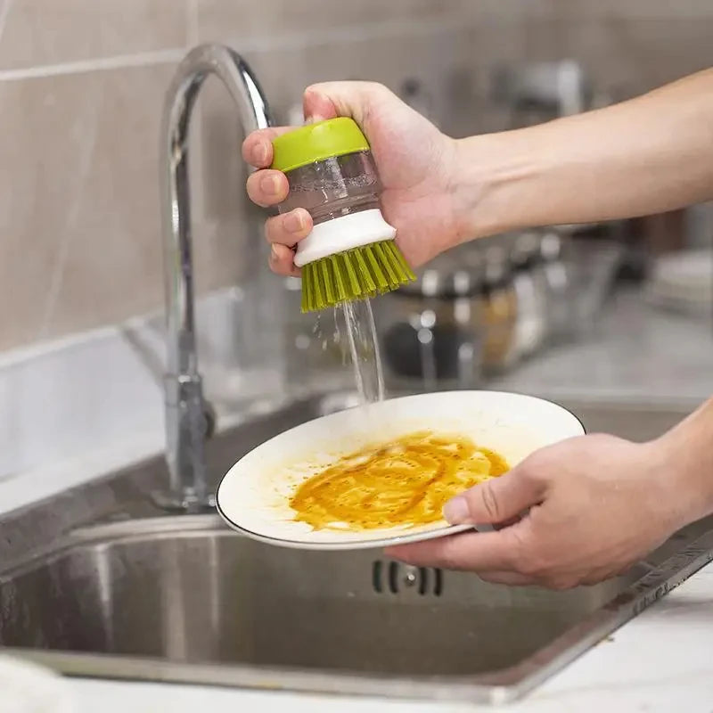 Ergonomic Soap-Dispensing Dish Brush