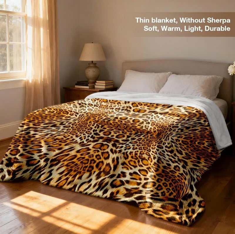 Soft Leopard Flannel Throw Blanket