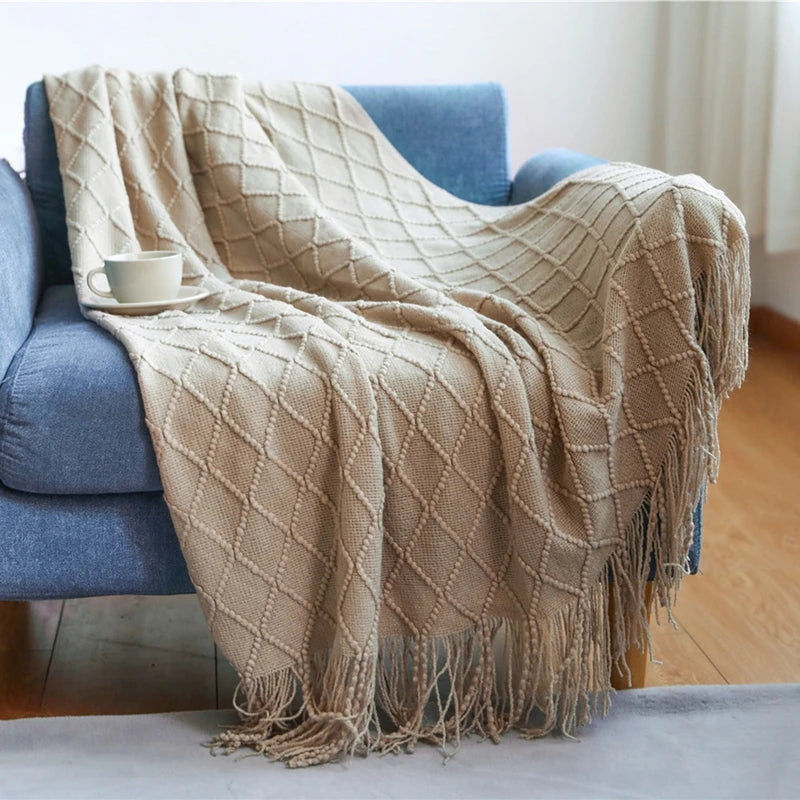 Oversized Boho Knit Throw Blanket