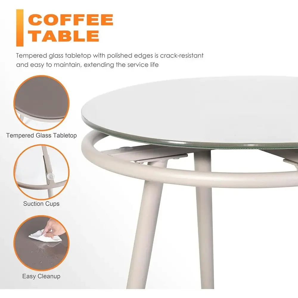 Wicker Bistro Set Light Coffee