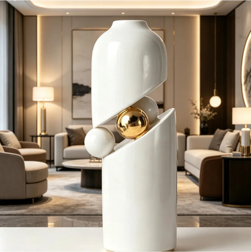 Luxury Electroplated Gold Ceramic Vase