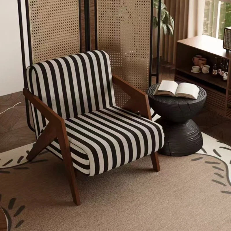 Wooden Frame Fabric Lounge Chair