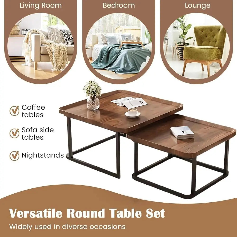 Fluted Square Nesting Table Set