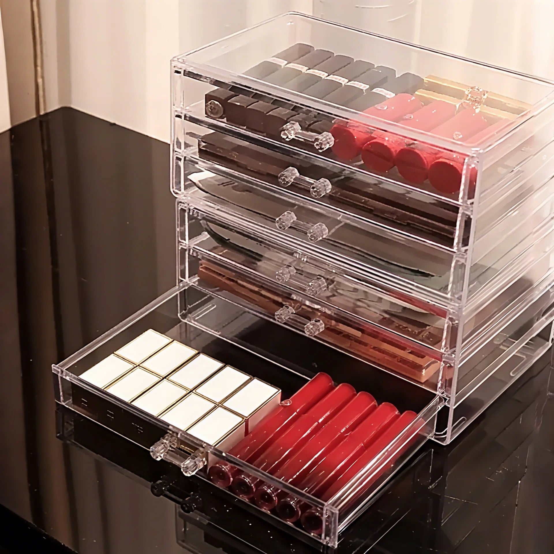 Clear Desktop Makeup Organizer