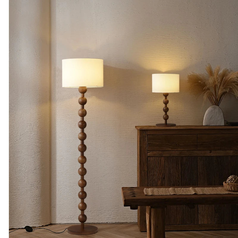 Vintage Art Fabric Wood Lamp