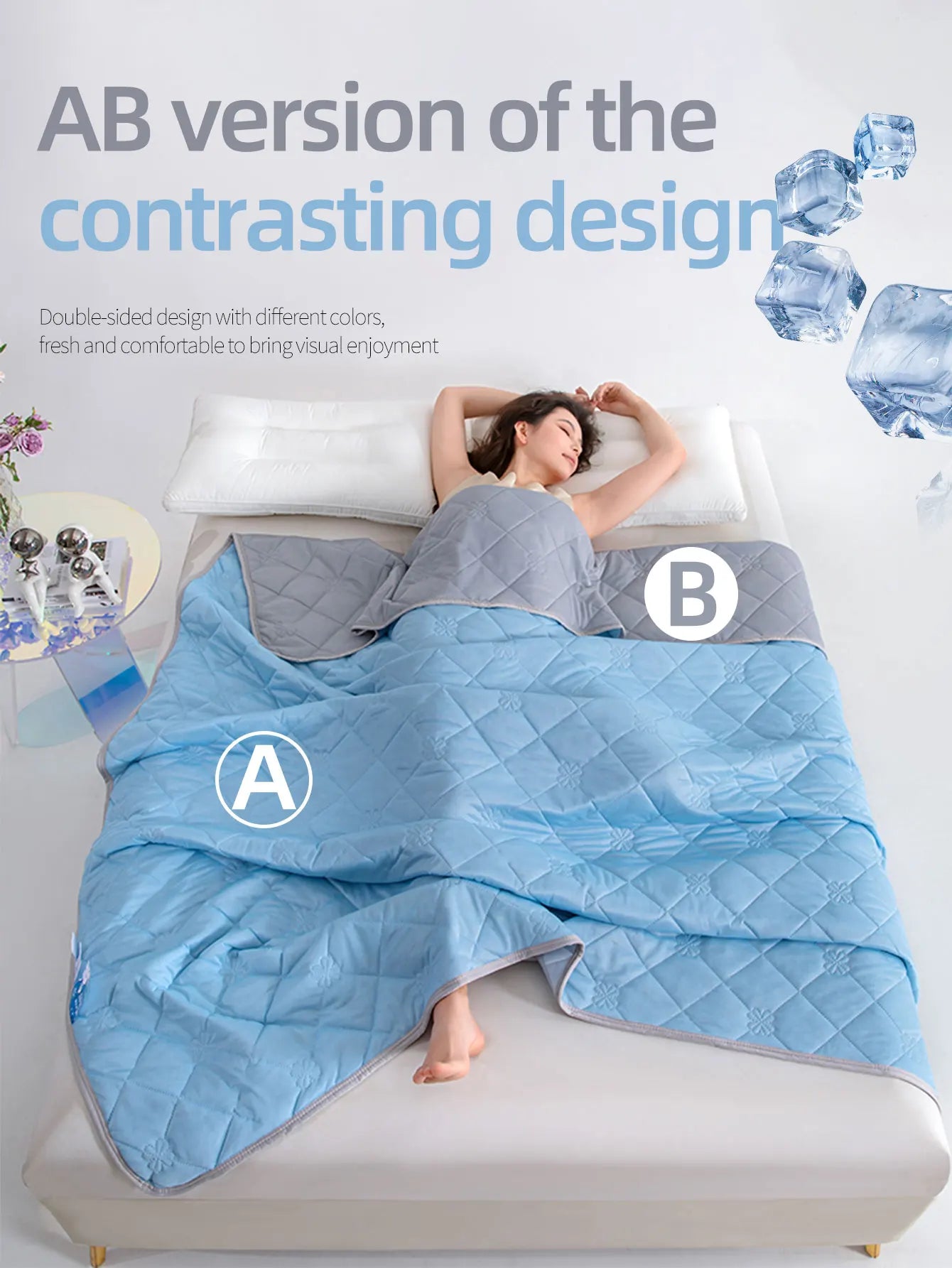 Minimalist Quilted Cooling Floral Blanket