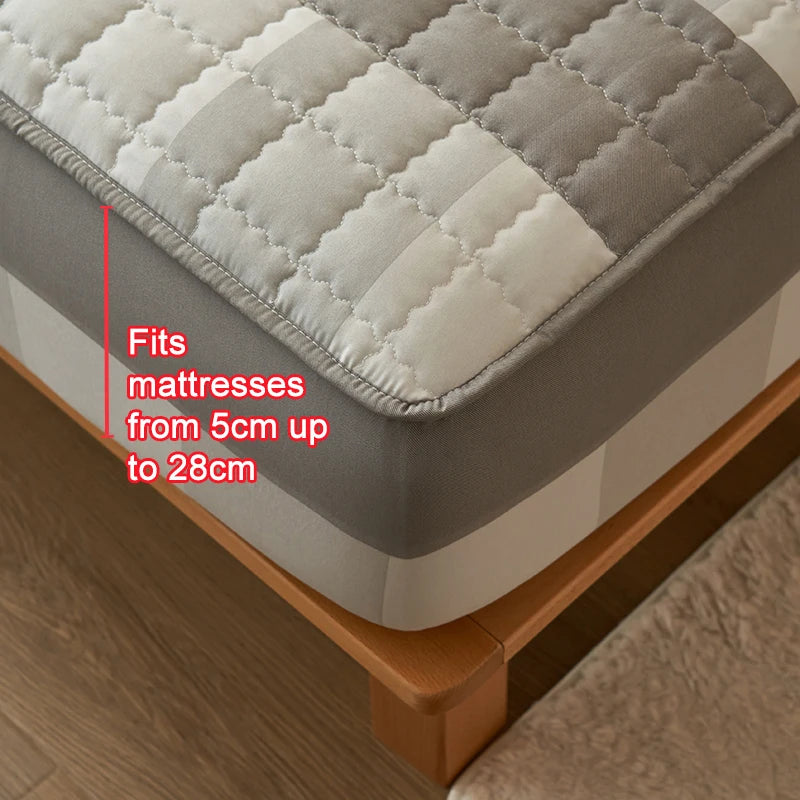 Premium Plaid Quilted Mattress Protector
