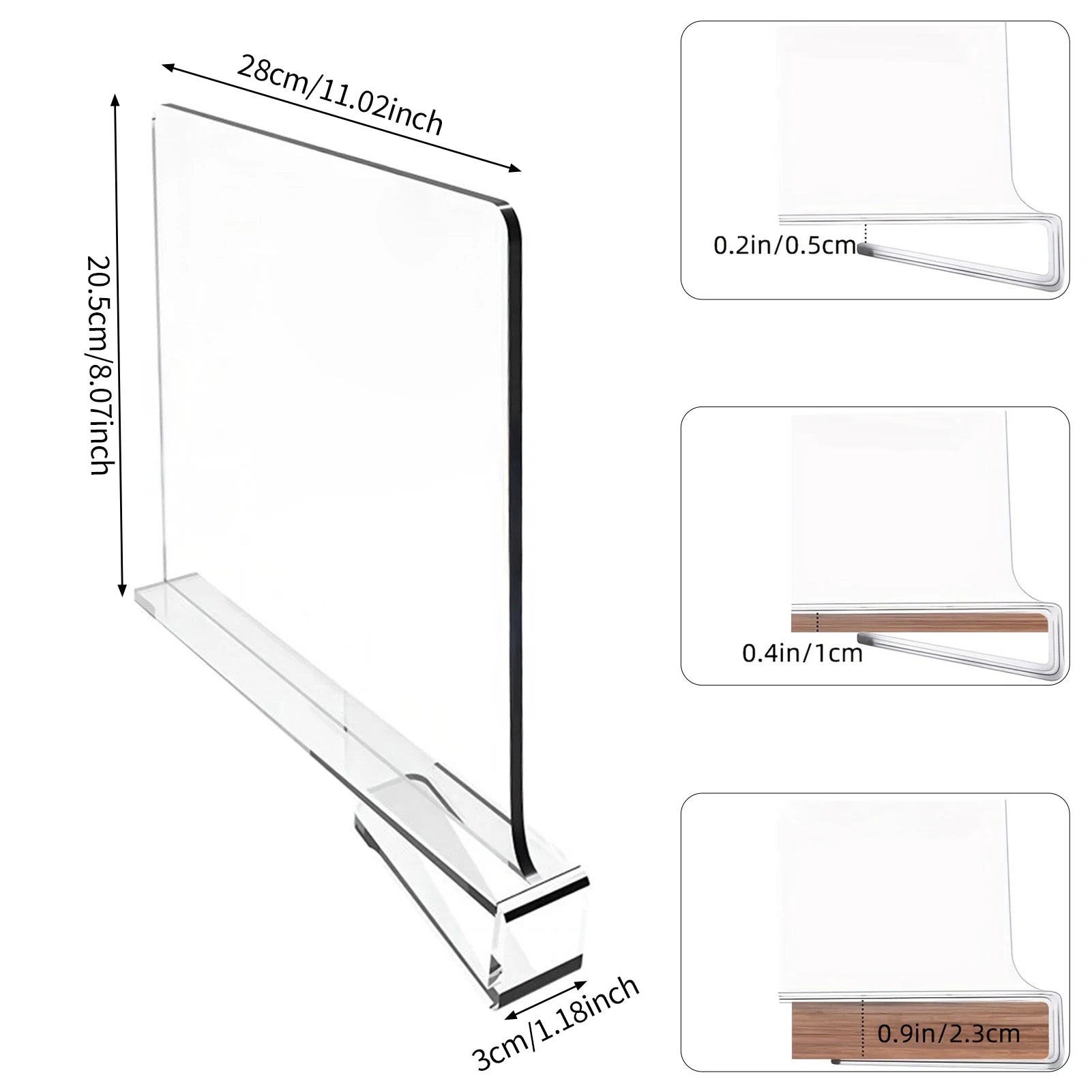No-Drill Clear Acrylic Shelf Dividers