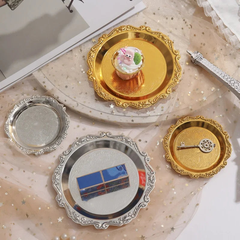 Glossy Metal Decorative Round Tray