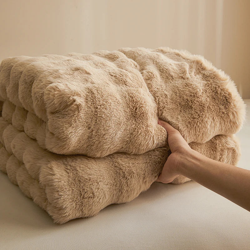 Plush Faux Rabbit Fur Blanket
