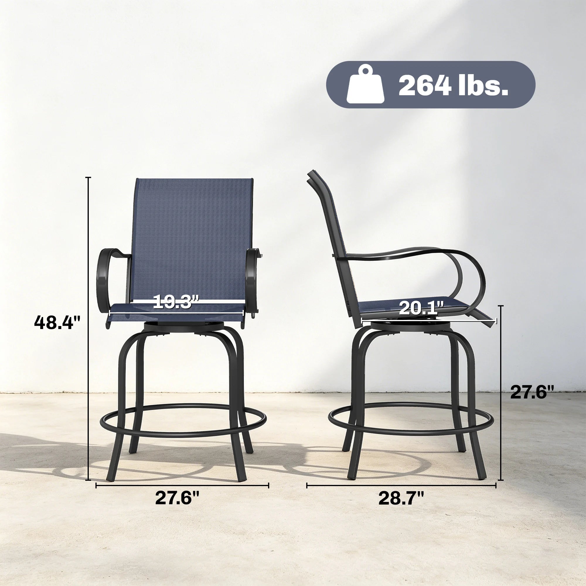 Navy Blue Swivel Bar Stools