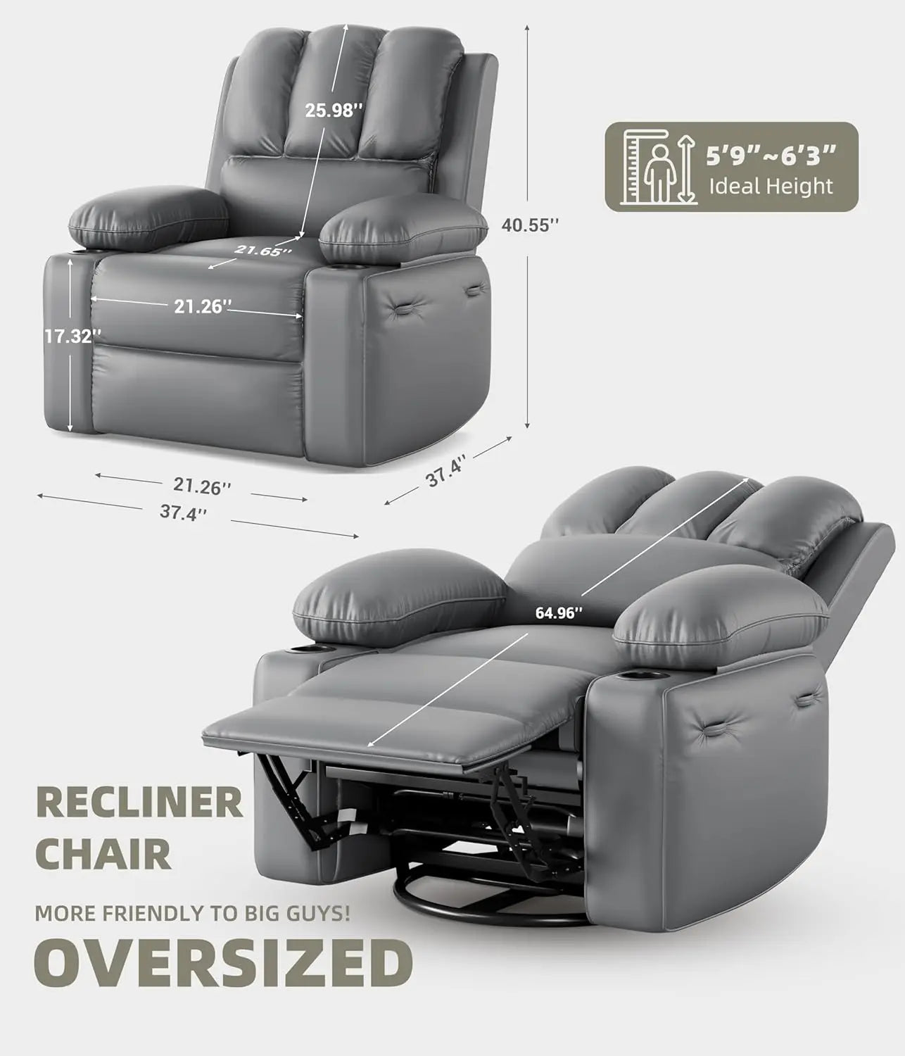 Heated Massage Swivel Recliner