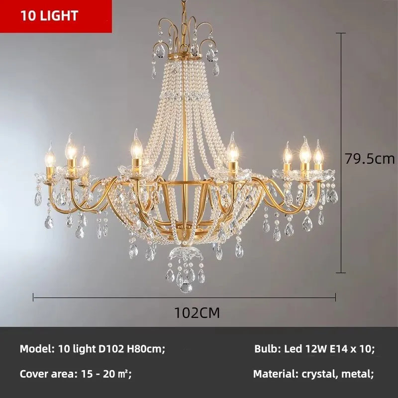 Gold Crystal Candle Chandelier Luxury