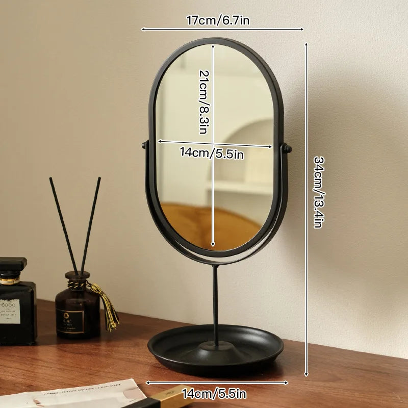 Light-Luxury Oval Wrought-Iron Vanity Mirror