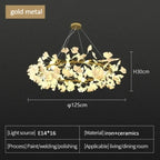 Ceramic Gingko Leaf Chandelier