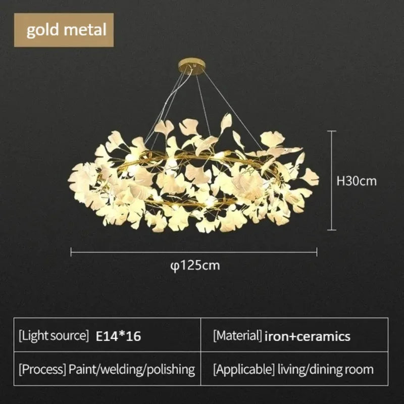 Ceramic Gingko Leaf Chandelier