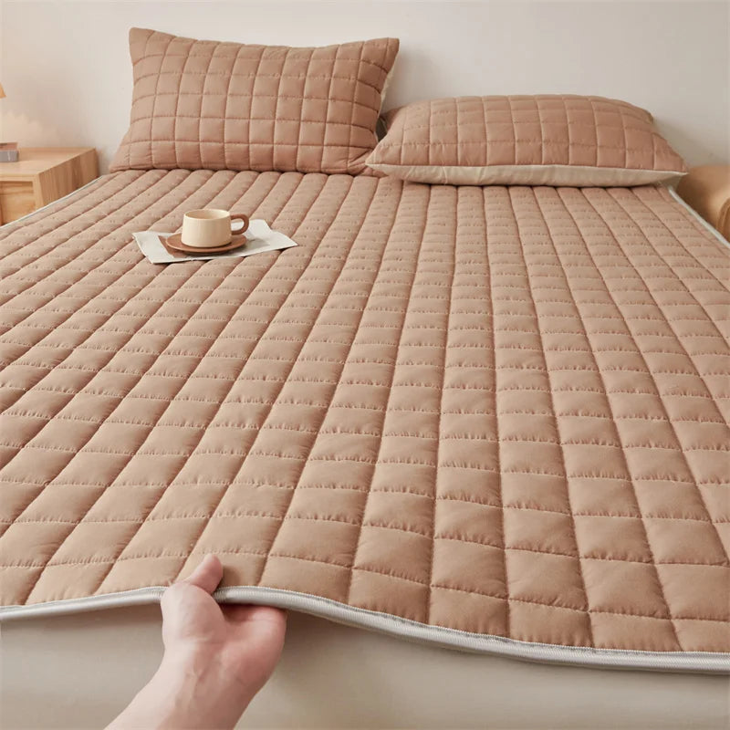 Solid Color Quilted Mattress Topper Pad