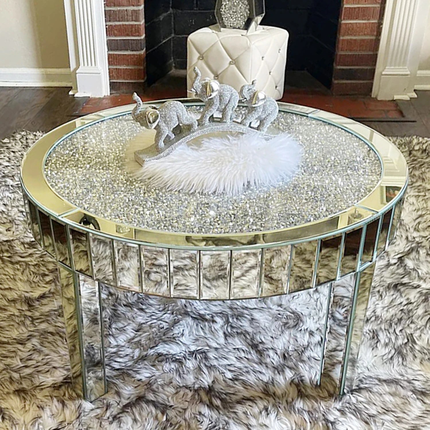 Crushed Diamond Mirrored Table