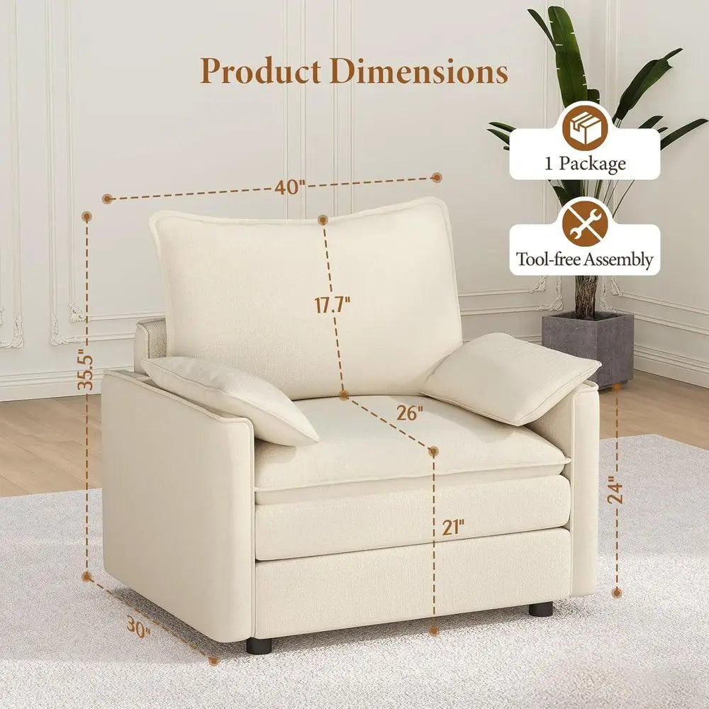 Beige Cloud Sofa Deep Comfort