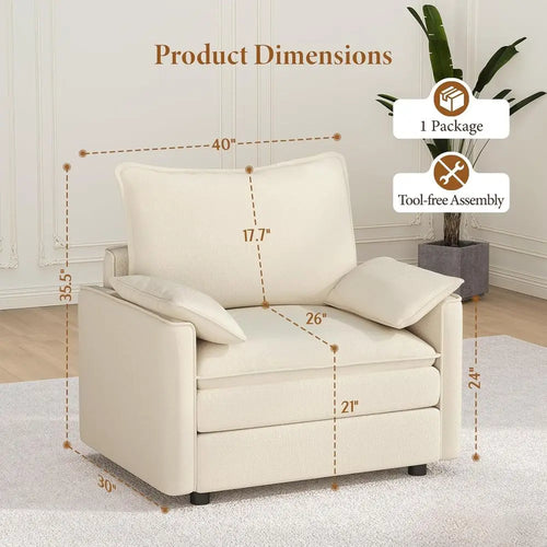 Beige Cloud Sofa Deep Comfort