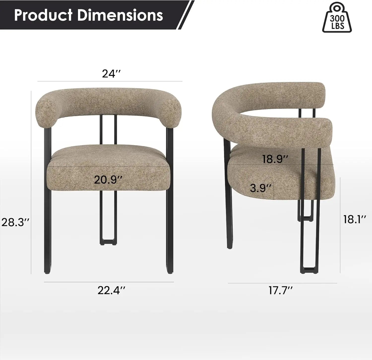 Bouclé Fabric Dining Armchairs Set