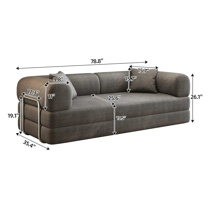 Grey Corduroy Convertible Sofa Bed