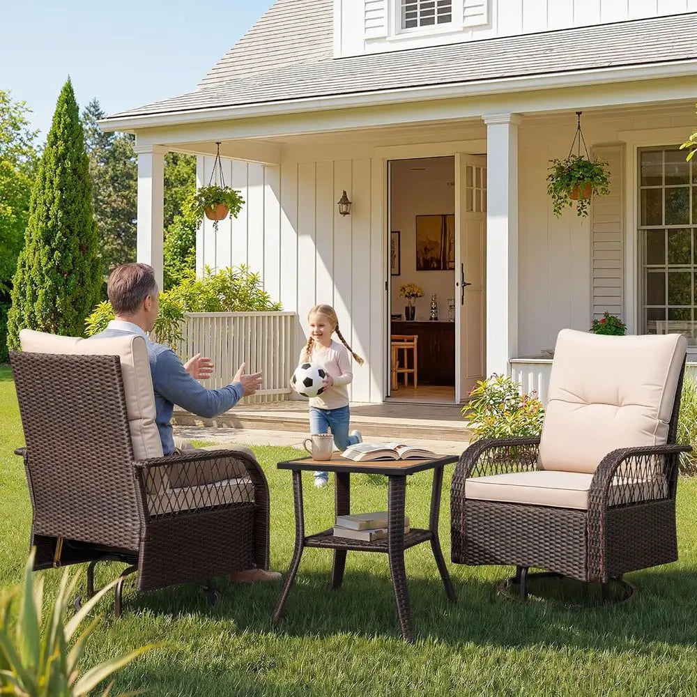 Wicker Swivel Rocking Patio Set