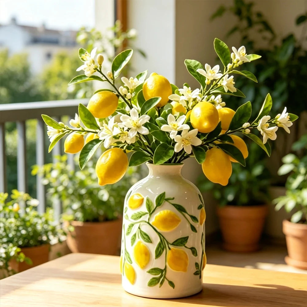 Elegant Ceramic Lemon Flower Vase