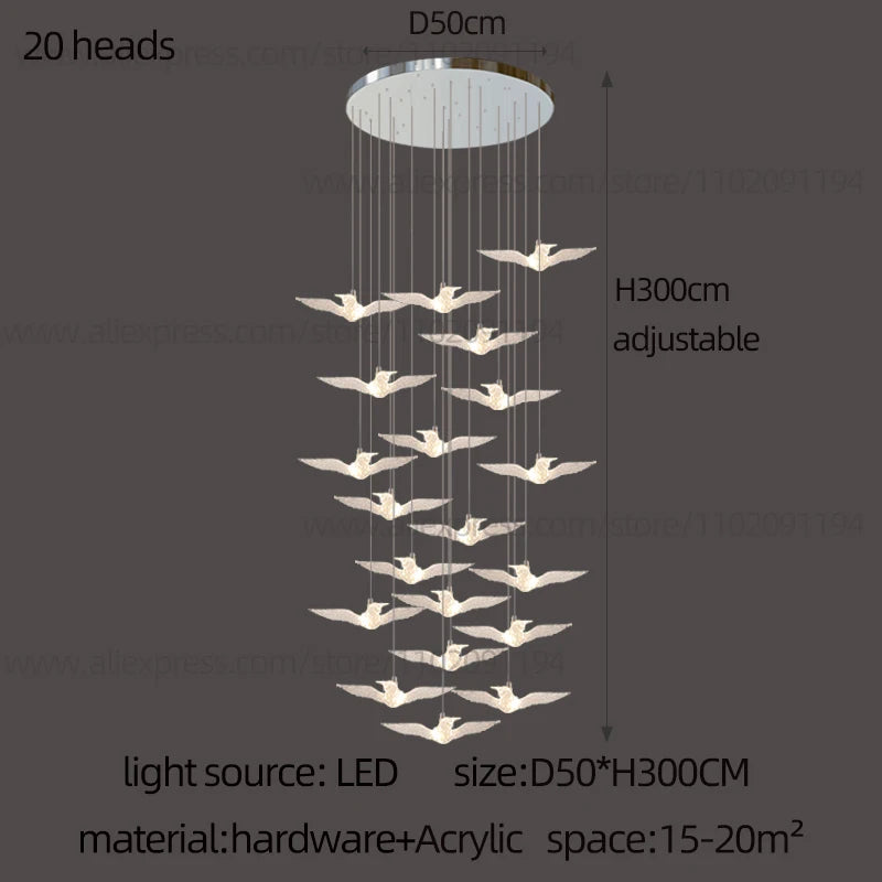 LED Bird Pendant Chandelier