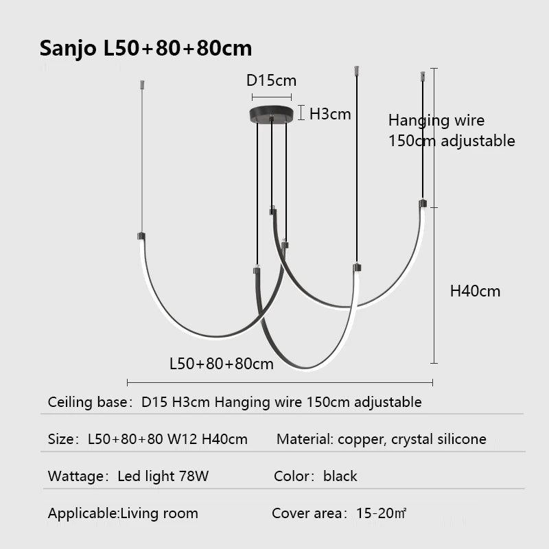 Nordic Minimalist Copper Line Chandelier