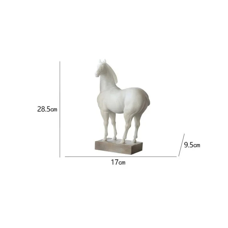 Vintage White Horse Resin Sculpture