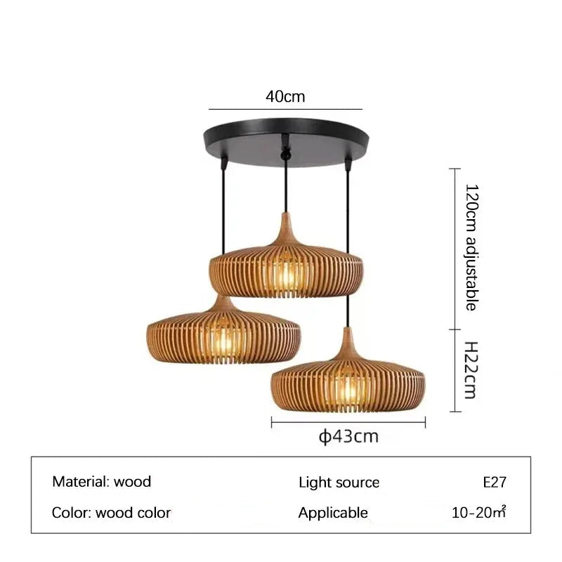 Wabi-Sabi Hollowed Wooden Pendant Light