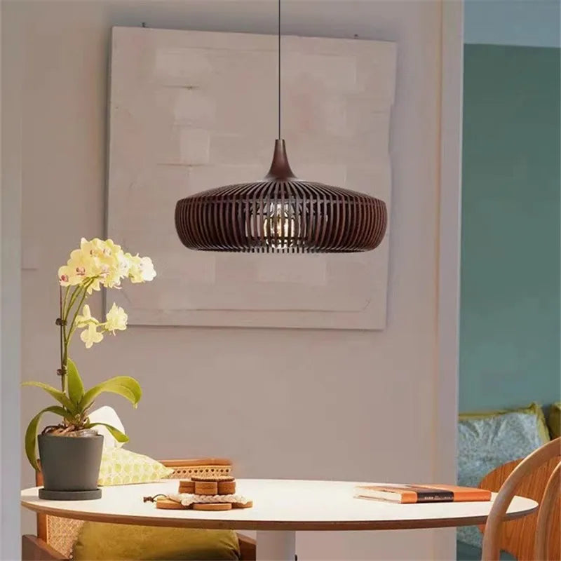 Wabi-Sabi Hollowed Wooden Pendant Light