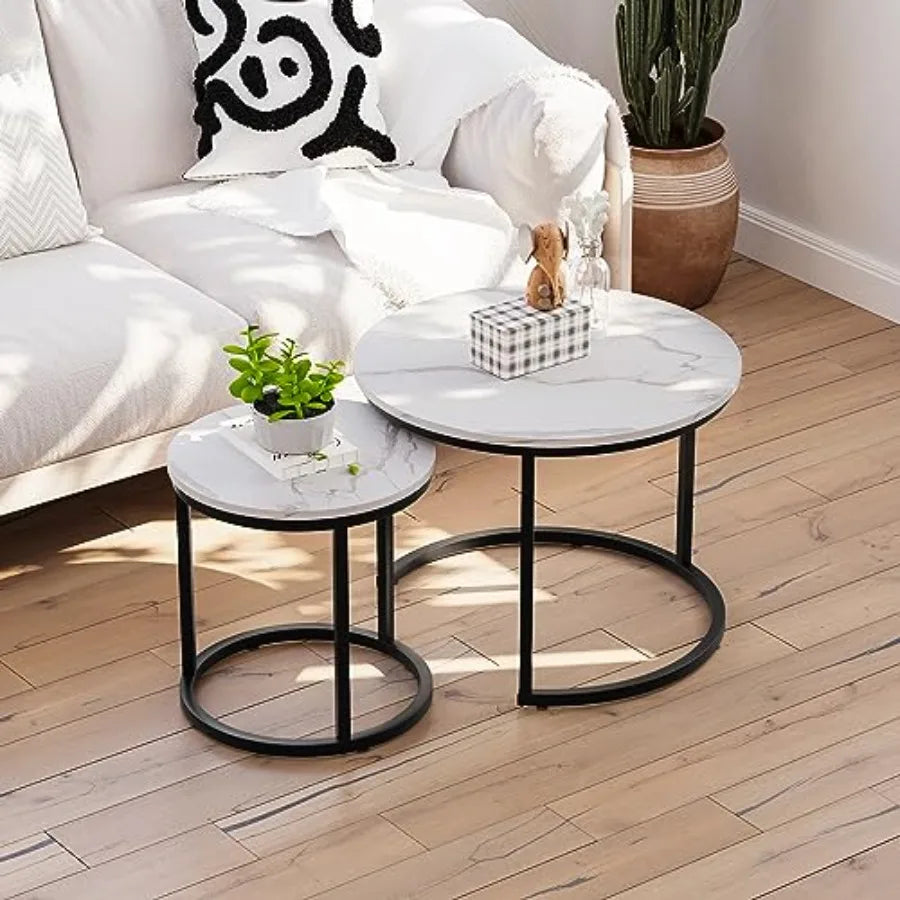 Rustic Round Nesting Table Set