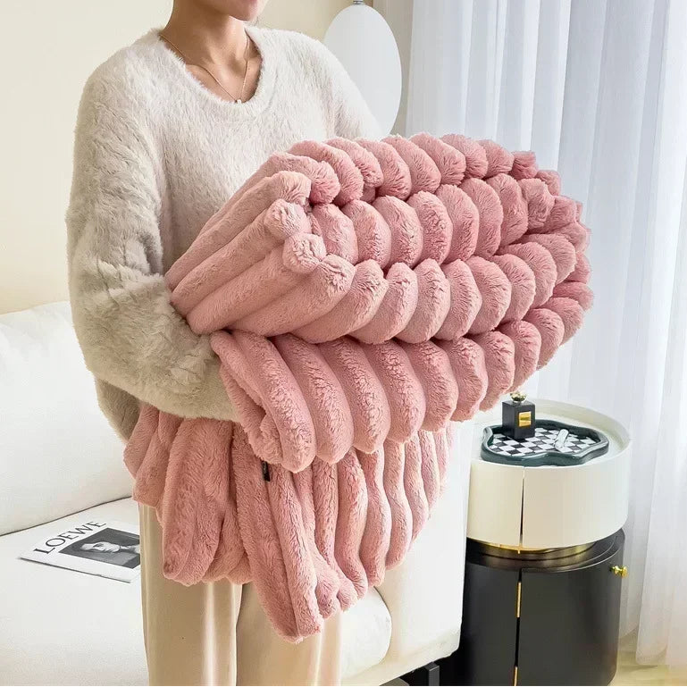 Fluffy Faux Fur Throw Blanket