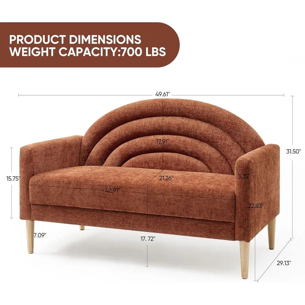 Ocher Orange Linen Loveseat