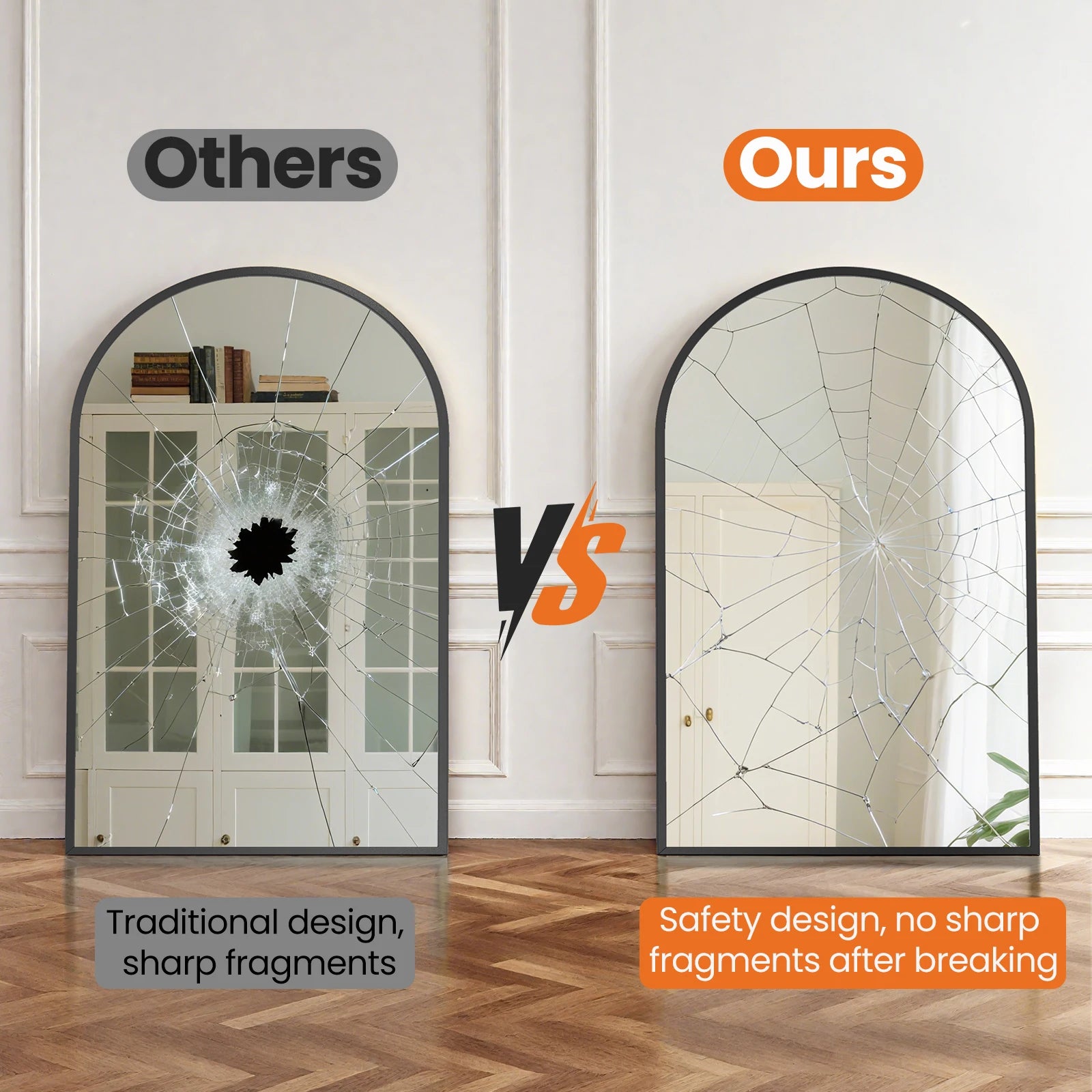 Sleek Arched Aluminum Mirror