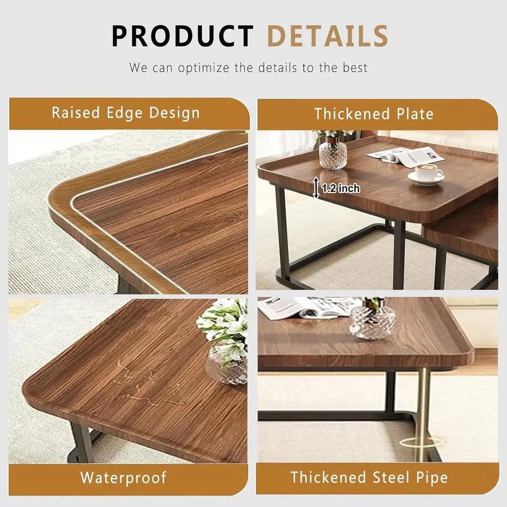 Fluted Square Nesting Table Set