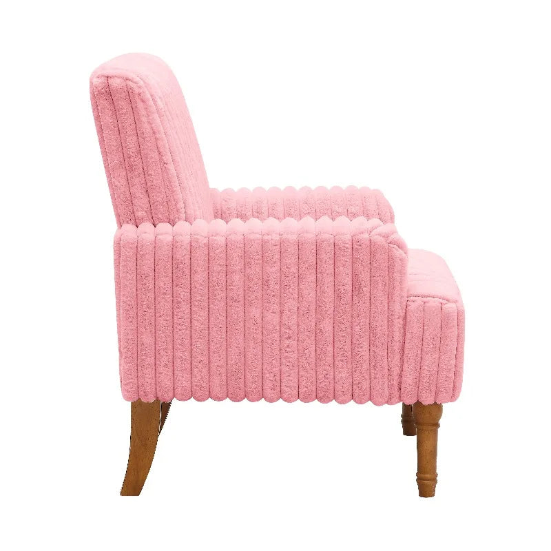 Pink Corduroy Modern Accent Chair