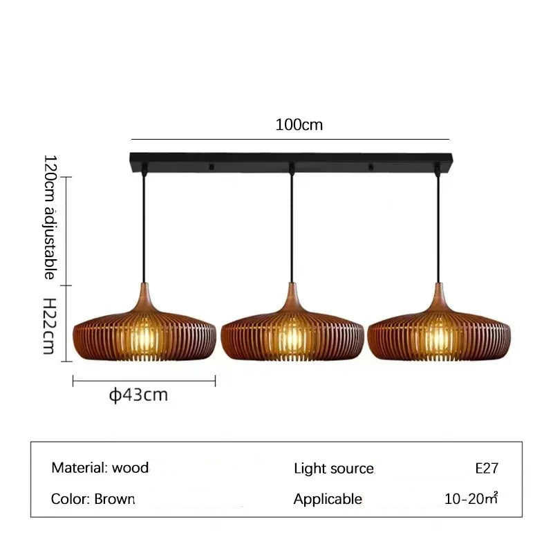 Wabi-Sabi Hollowed Wooden Pendant Light