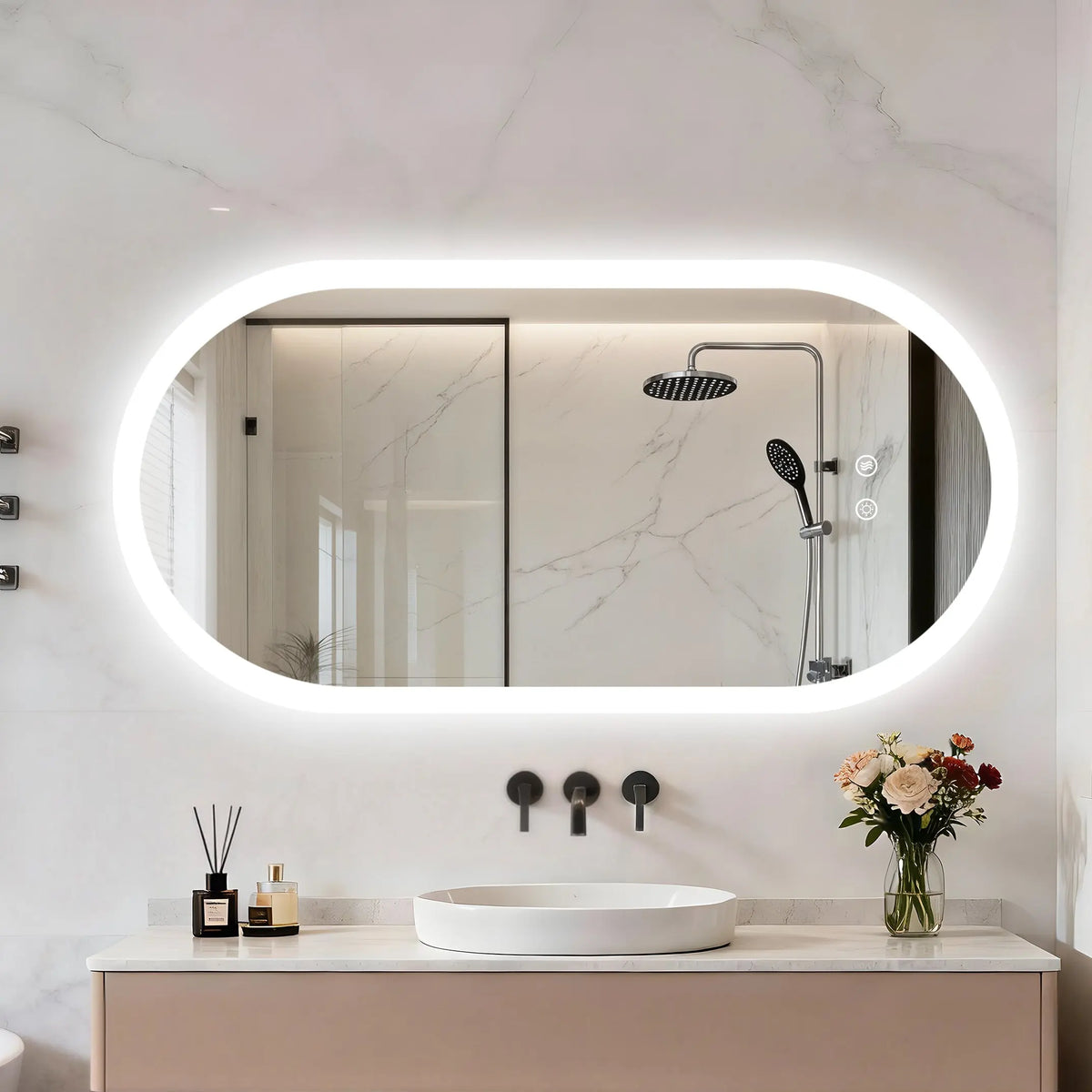 Smart Frameless Oval LED Bathroom Mirror