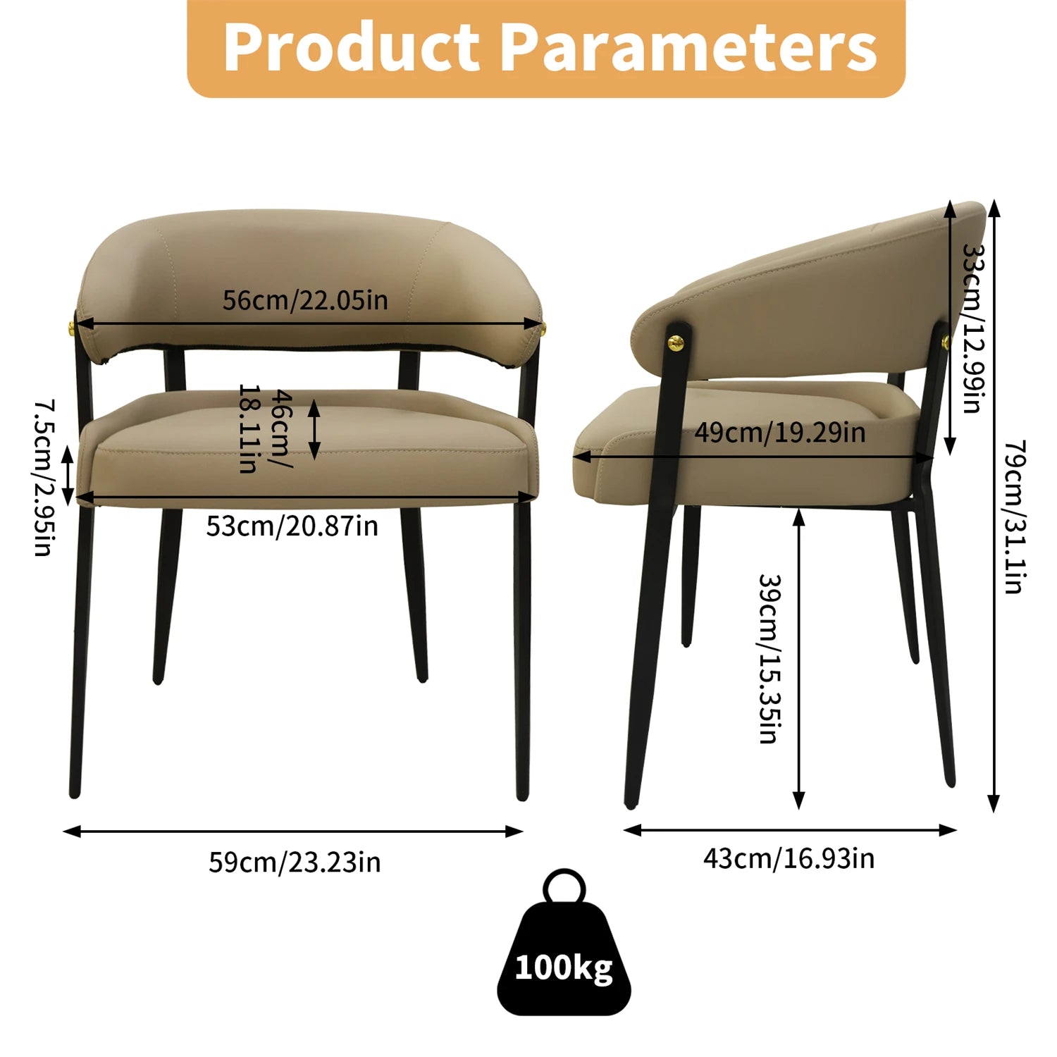 Luxury Microfiber Leather Dining Chairs