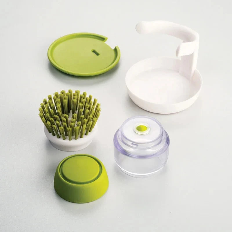 Ergonomic Soap-Dispensing Dish Brush