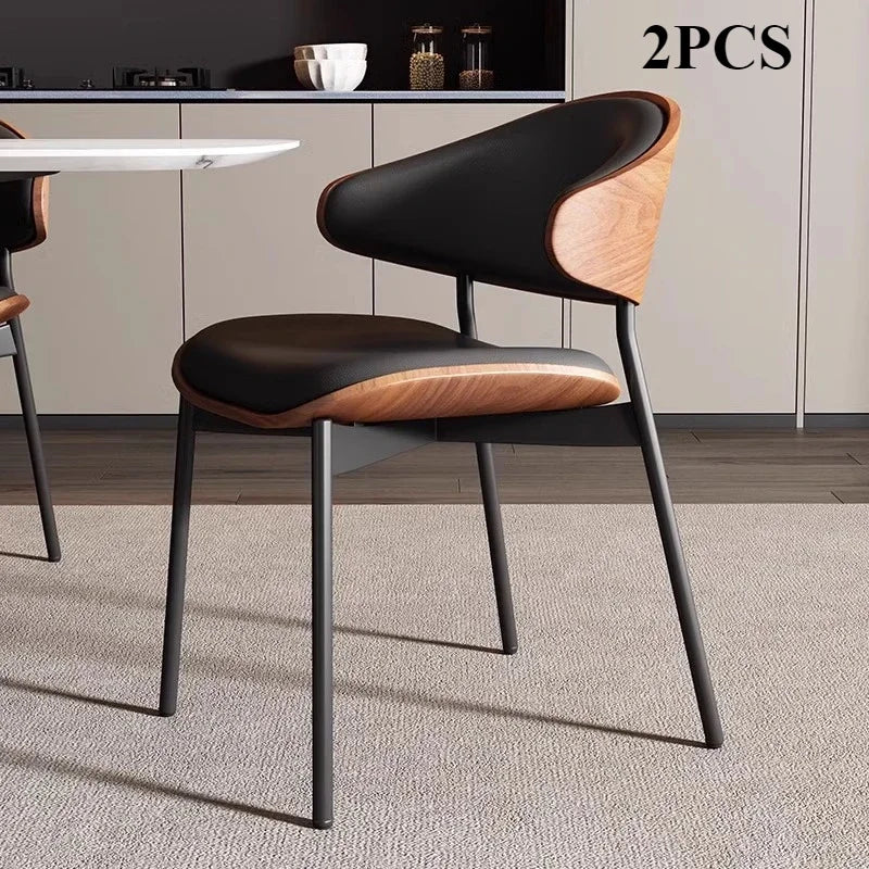 Genuine Leather Walnut Dining Chair