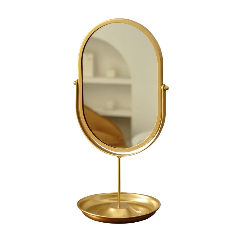 Light-Luxury Oval Wrought-Iron Vanity Mirror