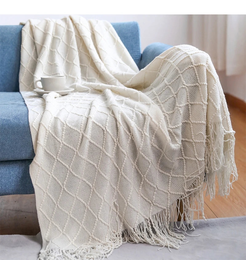 Oversized Boho Knit Throw Blanket